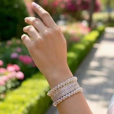 Rose Gold Zircon Bracelets Set of 5 Lightweight Elegant Accessories