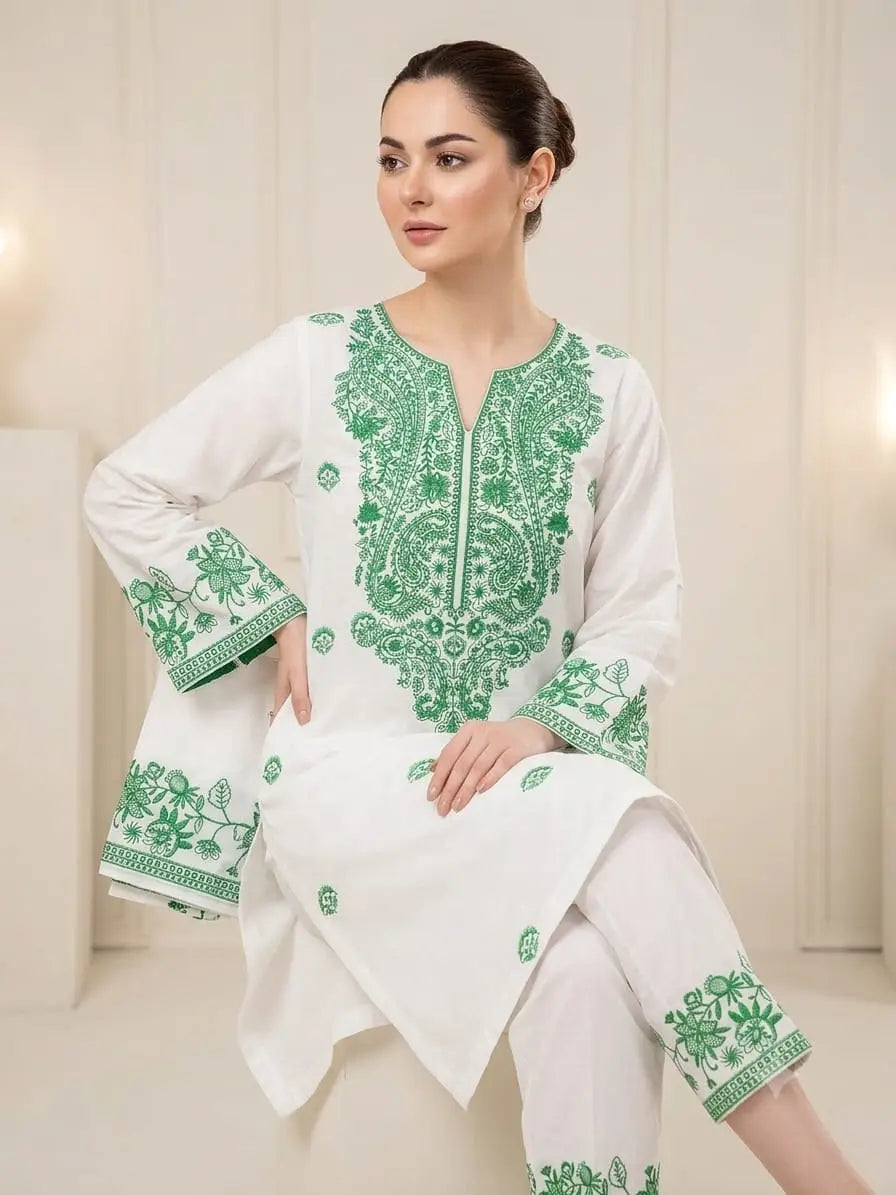 2 Pcs Women's Unstitched Embroidered Suit